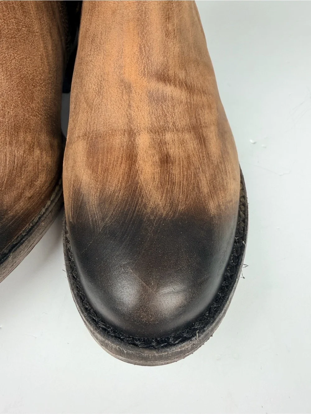 Circle G Burnished Distressed Leather Ankle Boots Sz 7.5 Western Double‎ Zip